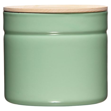 Vorratsdose mit Eschenholzdeckel Ø13cm 1,26L Green Emaille