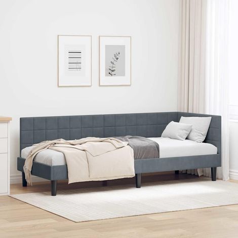 Corner Bed Frame with Headboard Dark grey 80 x 200 cm Velvet vidaXL