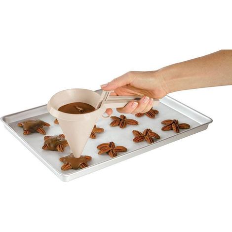Lot de 2 ustensiles de cuisine, distributeur de crème pour gâteau, verre doseur, entonnoir, verseur d'huile, verseur à vin, verseur à crème, pratique et nomade (1/5)