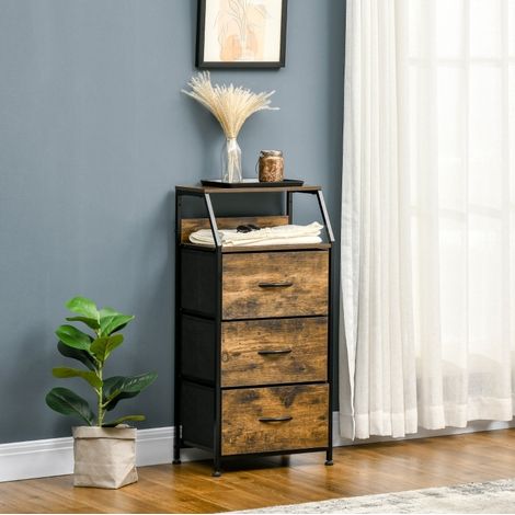 Commode 44x29x92 cm en tissu et métal brun, avec rangement pour chambre et salon FloraGrace (1/5)