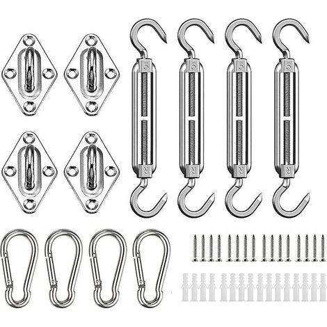 Sun sail mounting kit, sun shade sail mounting kit made of stainless steel for triangle and square, rectangle, sun shade sail mounting accessories