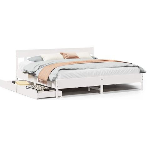 Maison Exclusive - Massivholzbett ohne Matratze Weiß 180x200 cm K