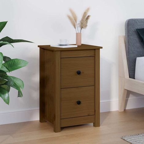vidaXL Table de chevet Marron miel 40x35x61,5 cm Bois de pin solide (1/5)