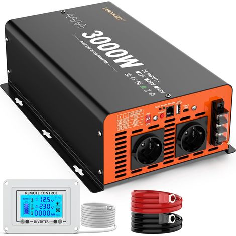 3000W Convertisseur 12V 220V Pur Sinus Inverter Onduleur Transformateur avec Télécommande LCD (1/5)