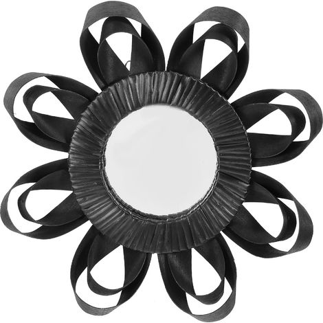 Miroir Mural Décoratif en Rotin Tissé à la Main Miroir Rond pour Salon et Chambre Décoration Murale Naturelle Créatif Style Bohème Diamètre Moyen Noir (1/5)