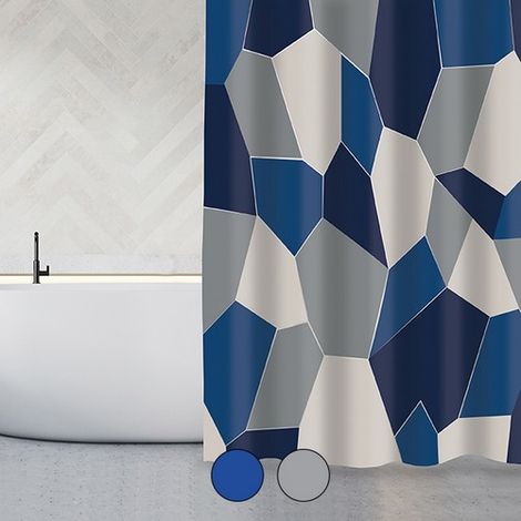 TENDA PER DOCCIA IN TESSUTO ORIGAMI cm 180x200 Bianco Grigia