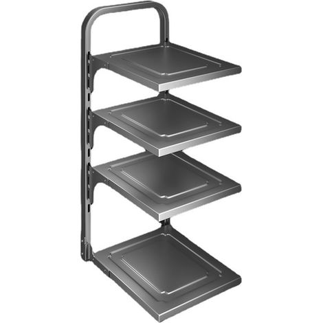 Étagère de rangement cuisine 4 niveaux réglable en acier au carbone, organiseur sous évier, rack d'armoire pour garde-manger et salle de bain (1/5)