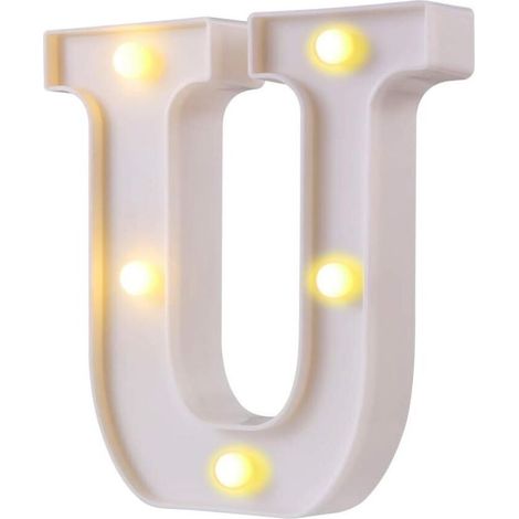 LED Marquee Letter Lights 26 Alphabet Light UPôletters Signs Parfait pour la décoration de bar de fête de mariage (White U)