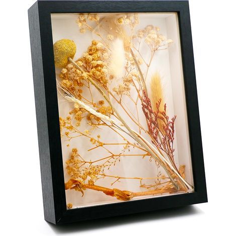 Cadre photo 3D à remplir, 14,5 x 19,5 cm, en bois, avec plaque acrylique transparente, plus profond, pour photos, fleurs, souvenirs, œuvres d'art DIY (noir) (1/5)