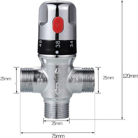 Robinet mélangeur thermostatique en laiton 3/4" DN20, vanne de régulation de température constante pour eau chaude et froide (1/4)