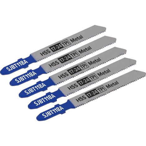 Sealey SJBT118A Jigsaw Blade for Metal 92mm 17-24tpi - Pack of 5