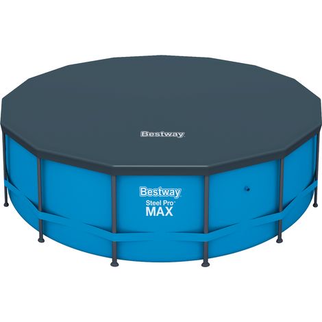 Bestway – Bâche de piscine hors-sol 470 cm – Polyéthylène résistant – Trous d'évacuation pour éviter stagnation – Corde de sécurité incluse