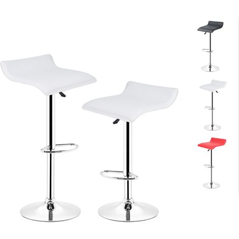 Hofuton 2 x Tabouret de Bar Chaise de Comptoir Réglable en Hauteur Rotatif Spa Tabouret de Travail Tabouret de Bureau en Cuir Synthétique Blanc (1/5)