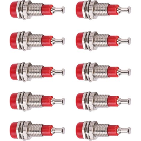 Lot de 10 prises bananes femelles à panneau J.40006, 2mm, connecteur en laiton cuivre pur nickelé, borne à souder métallique, douille de test audio, rouge. (1/5)