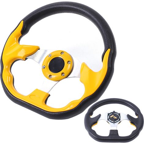 Volant Sport Auto 320mm 12.5in avec Bouton Klaxon Aluminium PVC Accessoire Universel (1/5)
