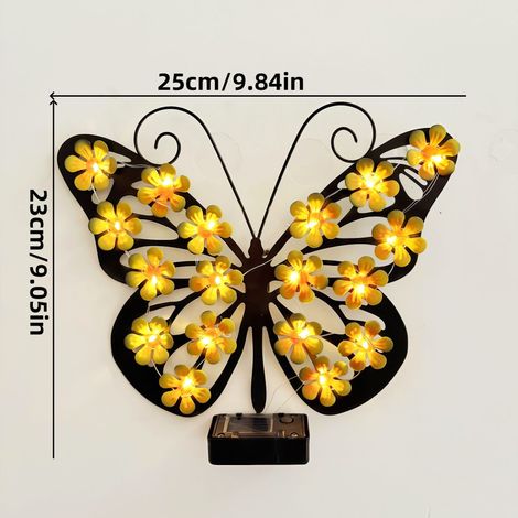 Lampe murale solaire papillon jaune LED, éclairage extérieur étanche, décoration jardin villa cour pelouse (1/4)