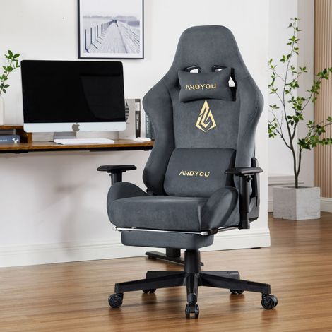 Sedia gaming, ergonomica, 70 x 70 x 135 cm, grigio (1/5)