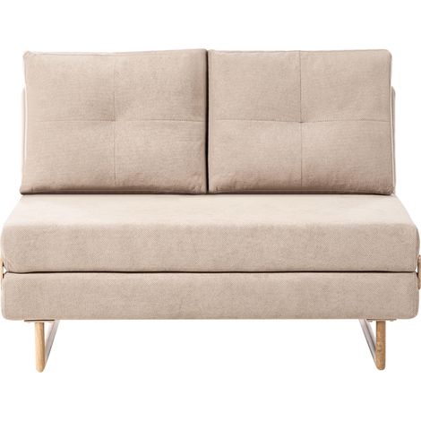 Sofá cama compacto de tela sofá para 2 personas plegable marrón claro Jerslev (1/5)