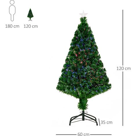 Sapin de Noël artificiel décoré, guirlande lumineuse LED, 60 x 60 x 120 cm, vert (1/5)