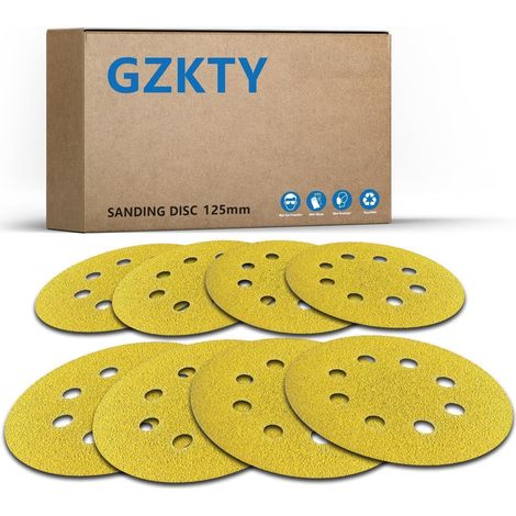 Schleifpapier 125mm Klett 40 Körnung 60 Stück 8 Loch für Exzenterschleifer Holz Metall (1/5)