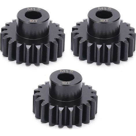 ALLIANDIS Keenso Pignon de Moteur d'arbre de 3 Pièces 8.0mm, Ensemble de Pignons en Acier RC M1.5 19T pour Moteur Brossé sans Brosse de Voiture 1/5 1/6 RC Accessoires de Voitures Miniatures
