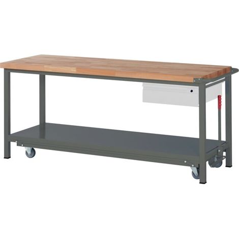 Etabli STIER Premium avec châssis roulant abaissable et 1 tiroir, lxPxH 2 000x700x880 mm (1/5)