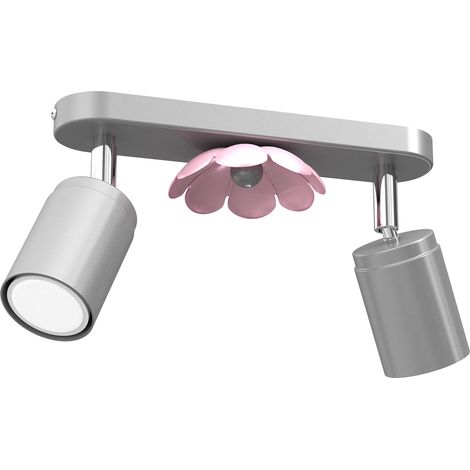 Barre plafond 2 spots orientables chromé/rose GU10 8W