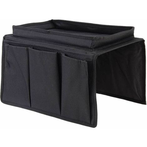 Soporte Para Brazo De Sofá - Bolsa De Almacenamiento Oxford 600D - Para Mando A Distancia Taza Tableta Teléfono Inteligente - Compatible Con Sillón Reclinable Silla Sofá - Negro - 1 Unidad (1/5)