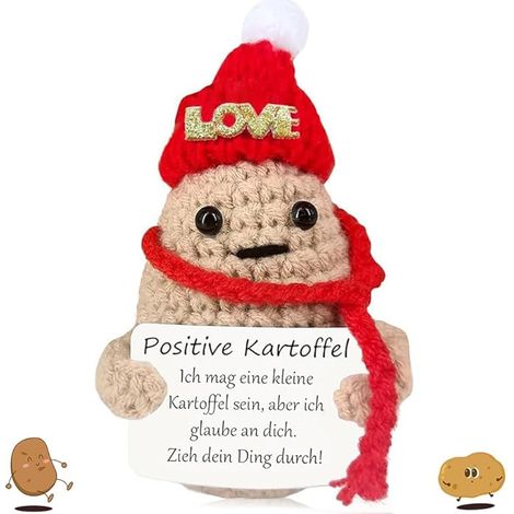 Mascota de patata positiva con una tarjeta, regalo divertido (1/2)
