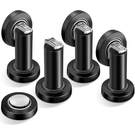 4-teiliges Set magnetischer Türstopper, robuste Türriegel aus schwarzem Edelstahl, moderne Türstopper, geeignet für Wand- und Bodenmontage (1/5)