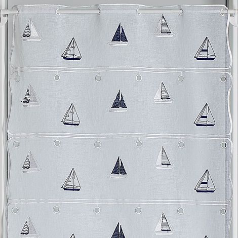 Modulable brodé de voiliers Blanc 45x180 cm