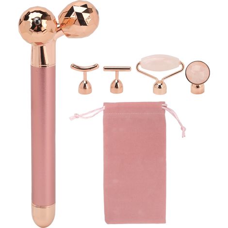 Lot 5 Rouleau Facial Vibrant Multifonction Rose Quartz Électrique Liftant Soin Anti-Âge Visage (1/5)
