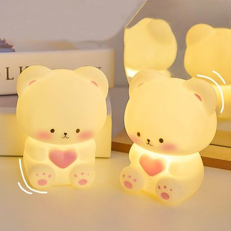Lot de 2 veilleuses LED lumière chaude pour enfants, lampe de chevet, en silicone, cadeaux d'anniversaire et de vacances pour enfants et amis (1/5)