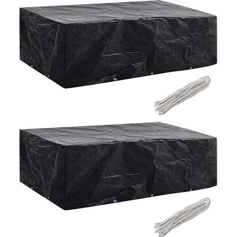 vidaXL Funda de muebles de jardín 2 uds set ratán 8 personas 10 ojales (1/5)