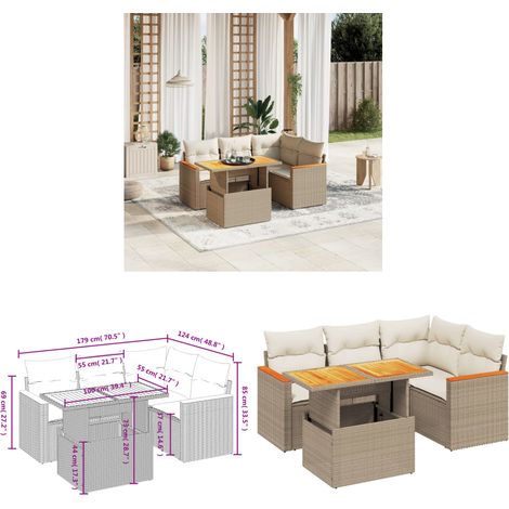 5-tlg. Garten-Sofagarnitur mit Kissen Beige Poly Rattan - Gartenmöbel - Sofagarnitur - Outdoor Möbel - PE-Rattan - Rattan Gartenmöbel - Home & Living (1/3)