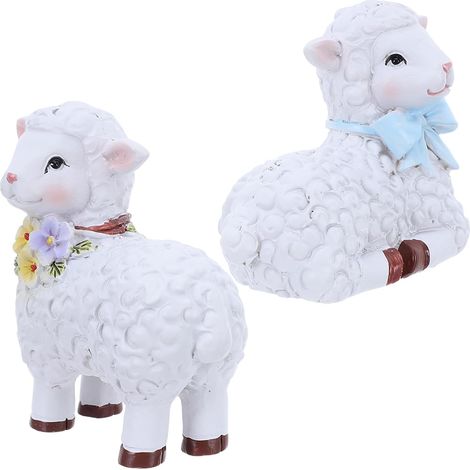 de 2 mini figurines de moutons en r sine statues d coratives (1/5)