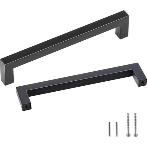 VEVOR Tiradores para Muebles de Cocina, 30 Piezas, Tiradores para Puertas de Gabinetes de Acero Inoxidable, Espacio entre Orificios Centrales 128 mm, Tiradores Cuadrados para Cocina, Baño, Negro Mate