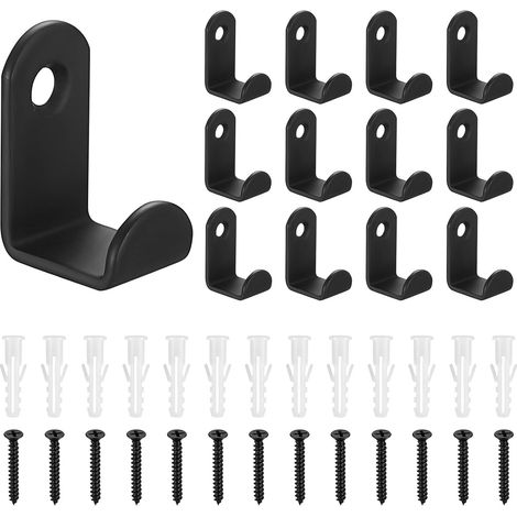 13 ganchos de pared negros, ganchos de pared de metal negro, ganchos atornillables para dormitorio, baño, sala de estar, perchero, ganchos para toallas y abrigos. (1/5)