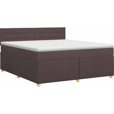 Lit boxspring avec matelas Marron foncé 160 x 200 cm Tissu vidaXL (1/5)