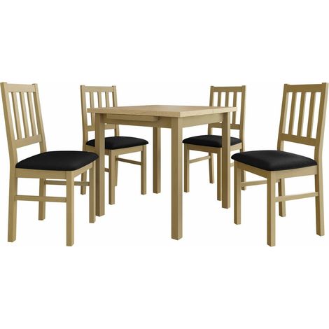 Conjunto de mesas y sillas para comedor Victorville 275, Roble Sonoma, 76x80x80cm, Diámetro: 0, Número de asientos: 4, Estilo: Contemporary