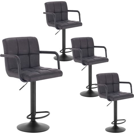 Woltu – Lot de 4 tabourets de bar – Siège en similicuir rembourré – Réglable en hauteur 62-84 cm – Pied en métal – Couleur anthracite (1/5)