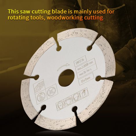 Disque de coupe diamanté circulaire 85 mm x 15 mm pour outil rotatif de travail du bois (1/5)