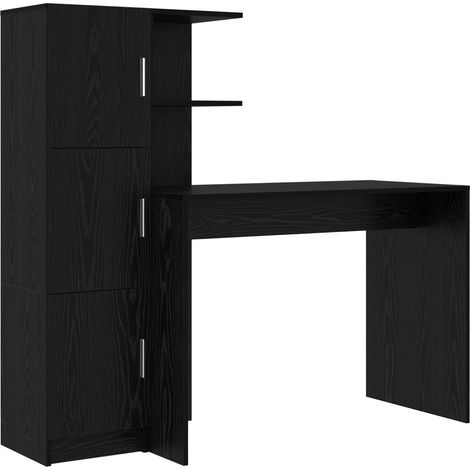 Maison Exclusive - Schreibtisch 2 pcs Schwarz Eichen-Optik