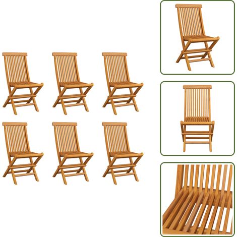 Klappbare Gartenstühle 6 Stk. Massivholz Teak - Klappbarer Gartenstuhl - Teakholzgartenstuhl - Esszimmerstühle Outdoor - Gartenmöbel Set - Balkonmöbel (1/5)