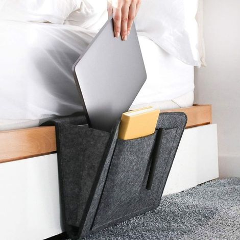 Felt Bedside Pocket,sofa Bag of Storage to Hang,Organiseur of Bedside,Pocket of bed of Bedside (Large Gray)- (1/5)