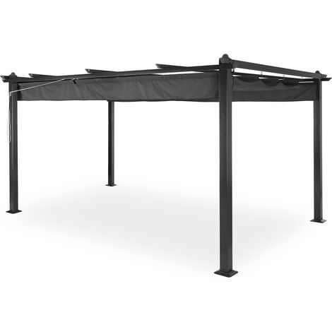 Blumfeldt Pantheon 3x4 Pérgola Colgadizo Toldo Cenador Carpa 3x4m Aluminio Toldo Poliéster gris