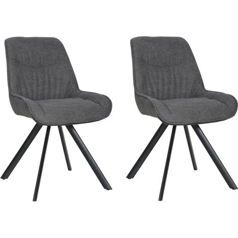 Lot de 2 chaises pivotantes en tissu gris foncé pieds métal - JADEN (1/5)