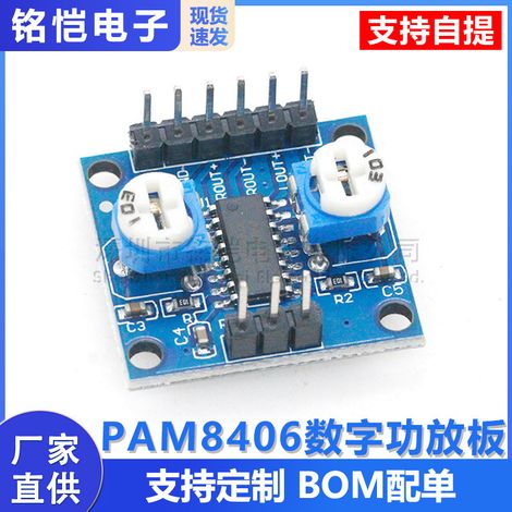 PAM8406 Digital Amplifier Board with Volume Potentiometer, Stereo Noise-Free Amplifier, 5W x 2 (1/5)