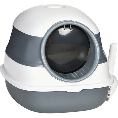 Caja de arena cerrada para gatos hasta 5 kg 52 x 41 x 38 cm blanca gris plástico plegable (1/5)