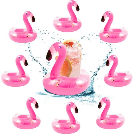 Flamant Rose Porte Gobelet Gonflable Piscine Bouée Flamant Rose Flottant 8 Pièces sous-Verres à Eau Gonflables Jouets de Bain Enfants pour Canettes de Bière, Gobelets de Boissons (1/5)